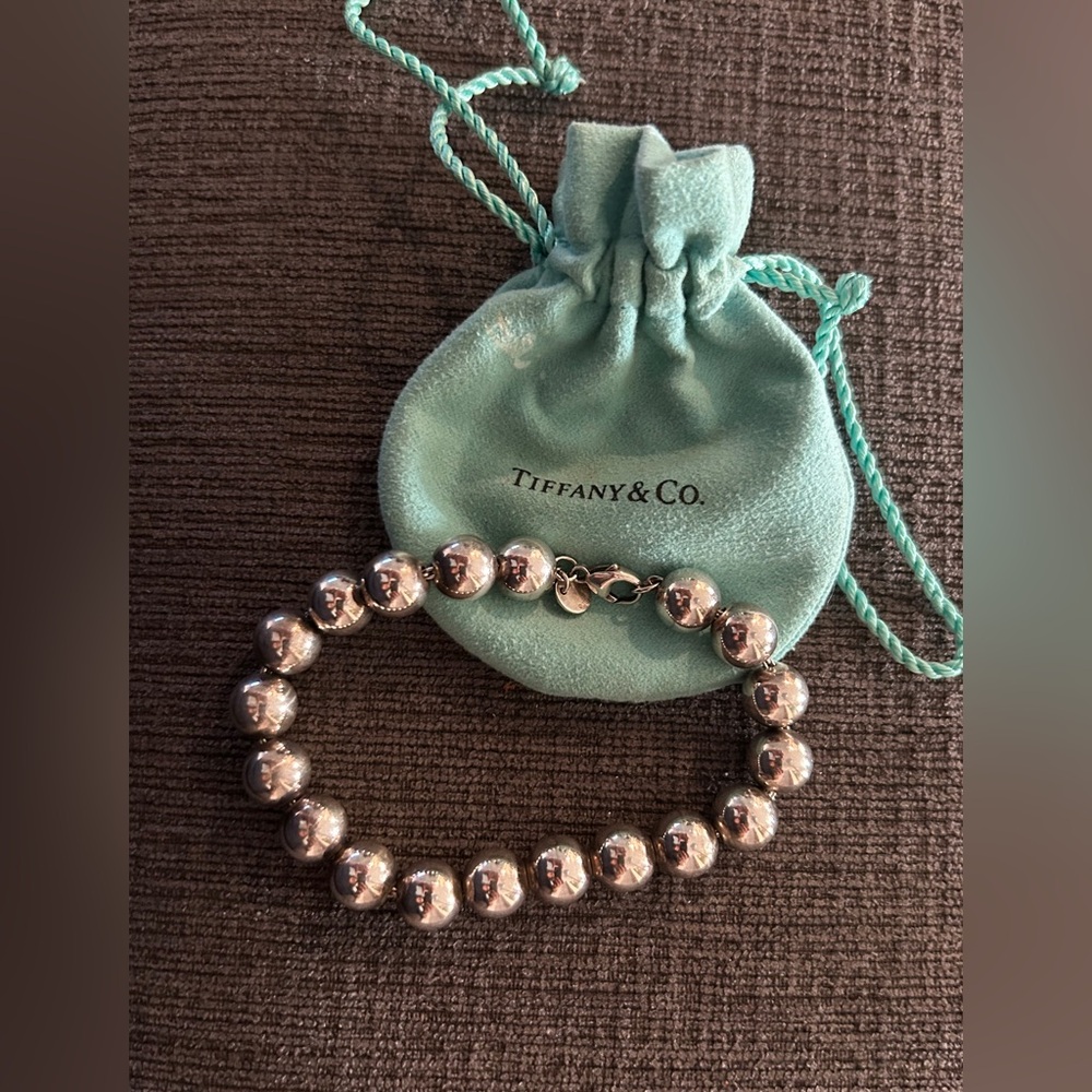 Tiffany & Co. Silver Ball Bracelet with Pouch, 7 inches